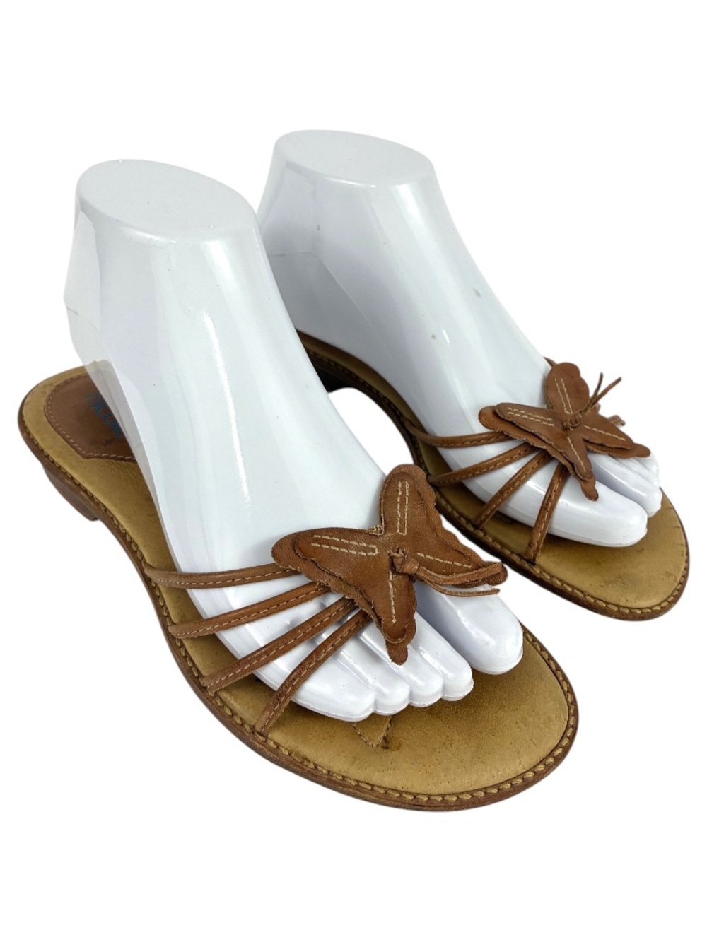 Leather Butterfly Strappy Sandals 6 Slides Flat Shoes Brazil Odyssey Boho Hippie